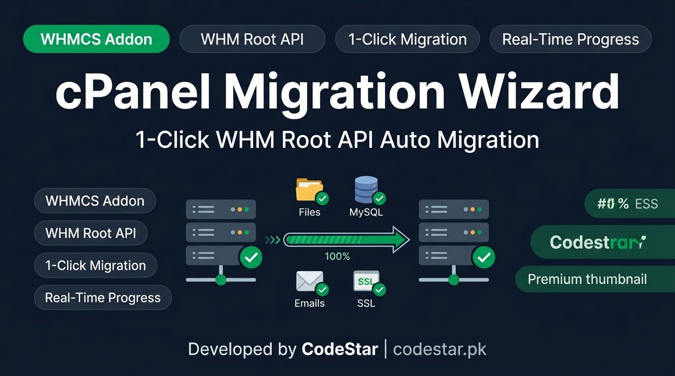 WHM Root API cPanel Website Migration Wizard for WHMCS